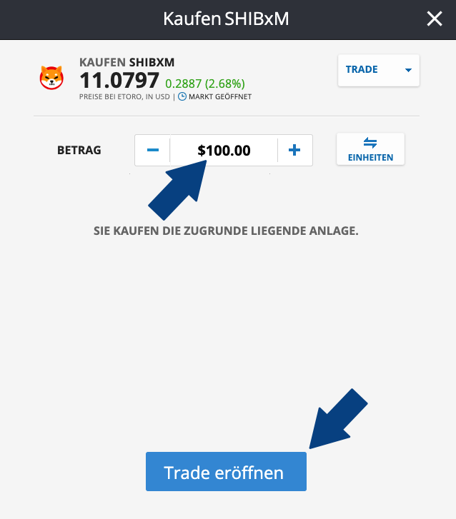 Shiba Inu kaufen mit PayPal: Trade ausführen bei eToro