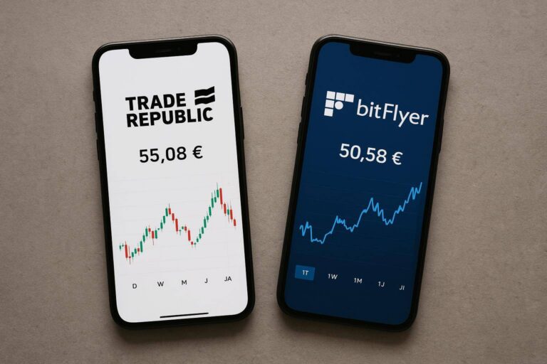 Beitragsbild zu Trade Republic vs. BitFlyer
