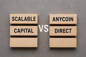 Beitragsbild zu Scalable Capital vs. AnycoinDirect
