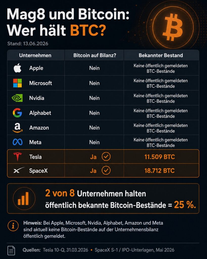 Welche Mag8-Unternehmen halten Bitcoin
