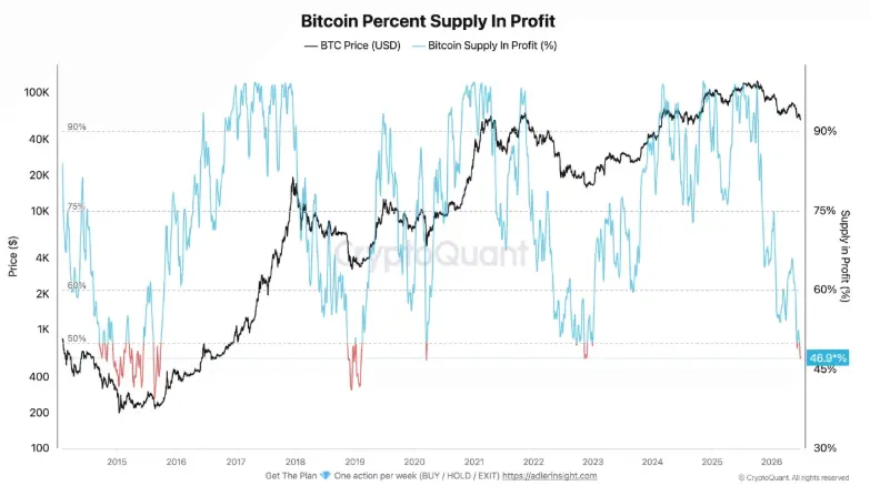 Bitcoin Prozent Supply in Profit - 01072026