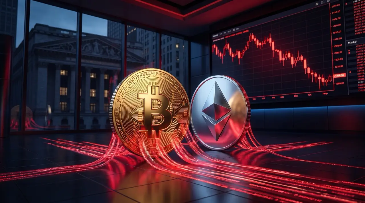 Bitcoin-und-Ethereum-unter-Druck-BlackRockAbfluesse-verschaerfen-die-ETFKrise